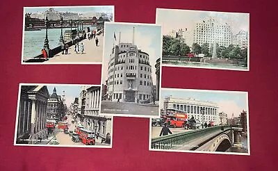 Fabulous Set Of Five Vintage Colour Unposted Postcards Of Late 1940's London • £7.50