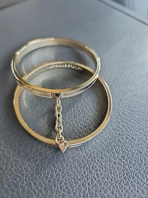 Pair Of Joined Gold-Tone Bangle Bracelets From Victoria's Secret Handcuff Chain • $8.99