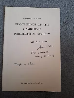 £19.99 • Buy Proceedings Of Cambridge Philological Society 1977 23 Reprint Theophrastus Music