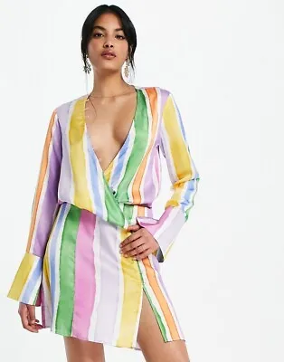 Asos Rainbow Striped Dress Size 10 Brand New - RRP £48 • £6