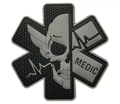 Medic EMT Paramedic Skull Patch [PVC Rubber- Hook Fastener-MS71] • $7.99