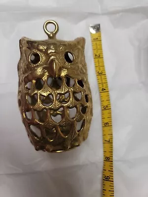 VTG Metal Brass Owl Candle LIGHT Holder Hanging Table Lantern 1970s Freestanding • $19.99