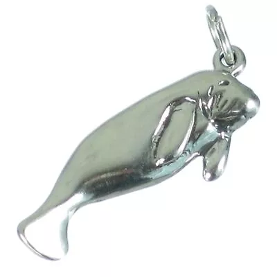 Manatee Sterling Silver Charm Pendant 2D .925 X 1 Manatees Charms_ • $24.40