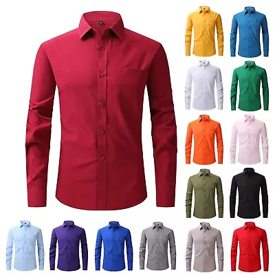 Men Wrinkle-free Formal Long Sleeve Shirts Business Casual Dress Shirt Button Up • $18.25