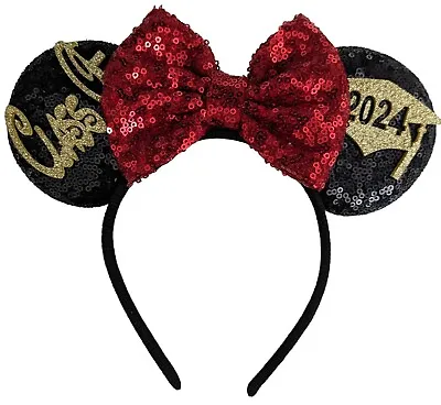 Class Of 2024 Graduation Handmade Red Sequin Bow Disney Mickey Minnie Mouse Ears • $12.99