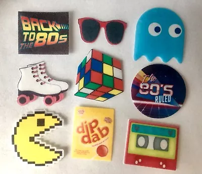 20 PRE CUT 1980’s 80’s Party Edible Wafer Cupcake Toppers • £1.50