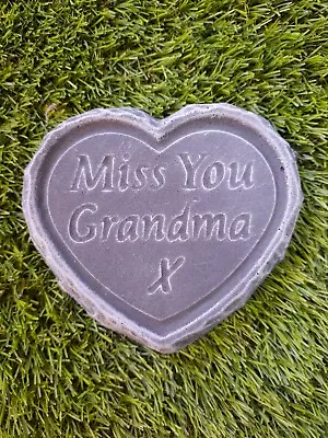 Miss You Grandma -  STONE/CONCRETE Heart Memorial Plaque Garden Grave  • £6.90