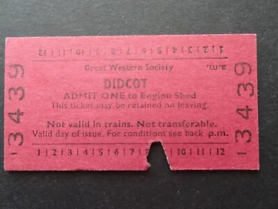 £1.29 • Buy Original Great Western Society Train Ticket From Didcot Railway Center (d)