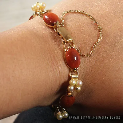 Ming's Hawaii Marquise Jade Pearl Flexible Bracelet 14k Yellow Gold Mings Jade • $2400