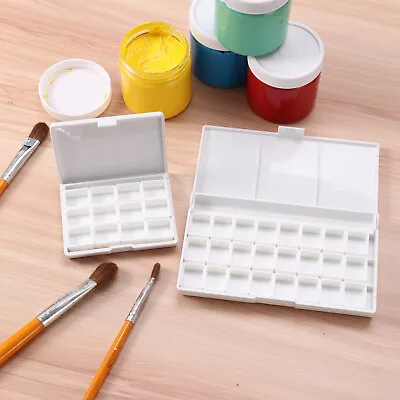 US Foldable Watercolor Paint Empty Palette Half Assembled Pan Tray Box Set W/Lid • $7.35
