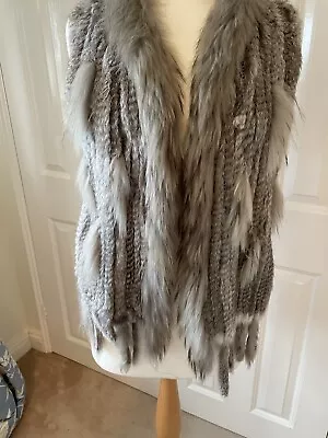 Real Rabbit Fur Grey One Size Gilet Vest • £40