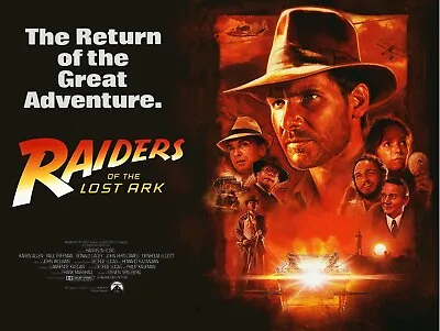 RAIDERS OF THE LOST ARK 1981 Quad Poster Print 30x40  INDIANAJONES Harrison Ford • £24.99