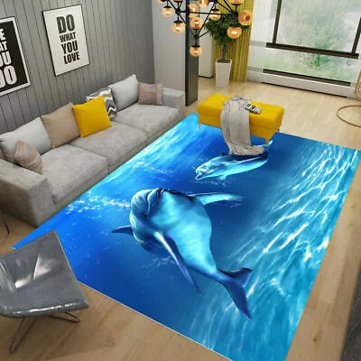 Deep Sea Dolphin Home Area Rug Carpet Small/Large Ocean Bath Floor Mat Doormat • £53.99