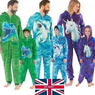 Animal Crazy 1Onesie Jumpsuit Shark Dinosaur Unicorn Boys Girls Adults Family • £17.99