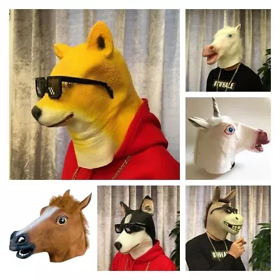 Funny And Humorous Horse Head Mask For Halloween Be The Life Of The Party • £12.74