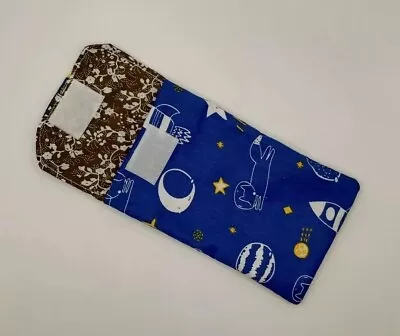 Handmade Sewn Fabric Phone Case Pouch Large Smart Phone Space Cat IPhone Samsung • £9.85