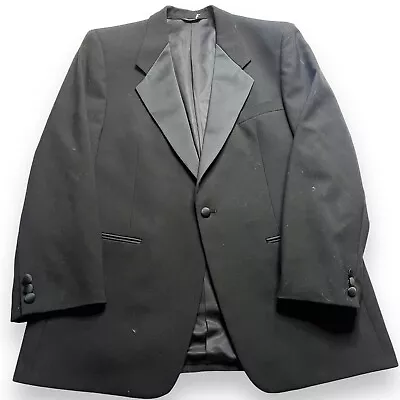 VTG Givenchy Black Pure Wool Tuxedo Men's Blazer Jacket Sz 42 Made In The USA • $99.87