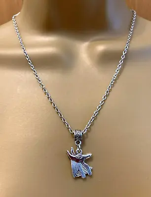 Egyptian God Anubis Charm Necklace Silvertone Chain Jackal Pendant NEW • £4.95