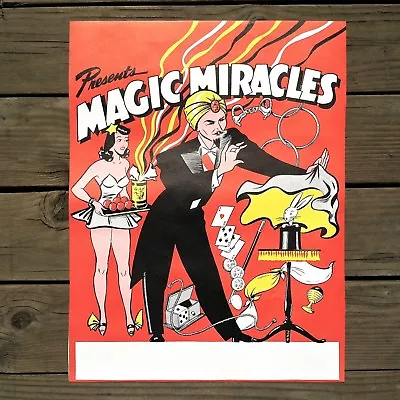 Vintage Original MAGIC MIRACLES Magician Poster 1950s Sexy Assistant NOS • $15.96