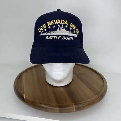 Vintage USS Nevada Hat Adjustable 90s 00s BB-36 Battle Born Navy Snapback Cap • $12.49