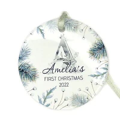 £6.48 • Buy Personalised Baby First Christmas Tree Bauble 1st Xmas Decoration Plaque Gifts