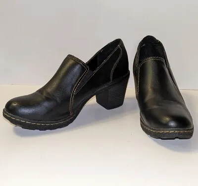 Merona Womens F16631312 Sz 8.5 8 1/2 M Black Slip On Clog 3  Chunky Heels • $3.45