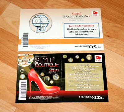 Style Savvy Style Boutique / Brain Age NDS Club Nintendo Flyer AD Point Card • $26.92