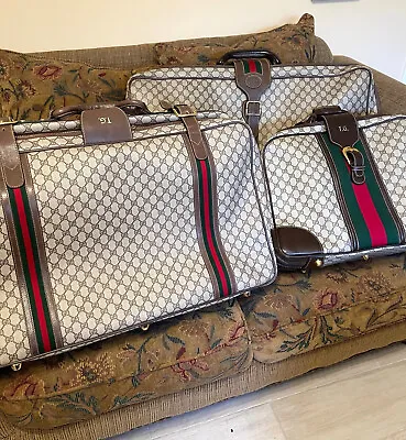 Vintage 1980's Gucci 3 Piece Luggage Set Made & Purchased In Italy • $4950