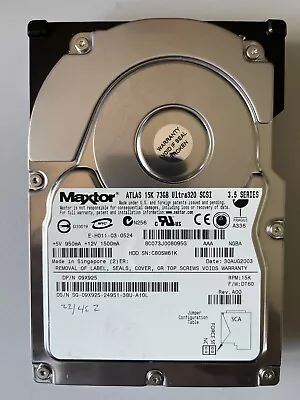 Maxtor Atlas 15K 73GB Ultra320 SCSI Internal 3.5  15000 RPM (09X925) HDD • £22