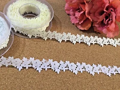  Laces Galore”Ivory/White Rose Guipure/Venise Lace Trim 1” Bridal/Xmas Crafts • £12.99