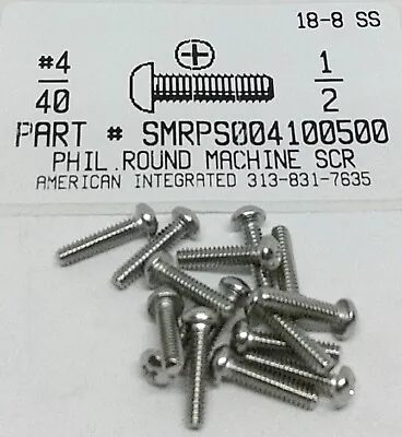 #4-40x1/2 Round Head Phillips Machine Screws Stainless Steel (50) • $9.25