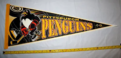 Pittsburgh Penguins VTG 1990s Buff Muscular Penguin Original Full Size Pennant • $18.99