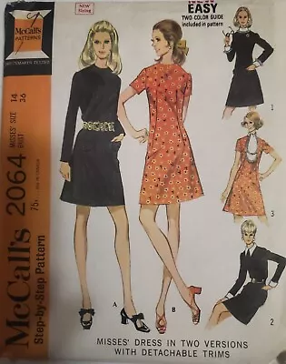 Vintage 1969 McCall's Pattern No. 2064 For Misses' Dress UNCUT • $12.99