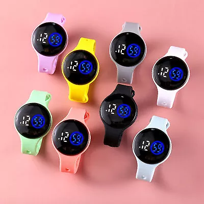 Unisex Round Dial LED Digital Electronic Watch Waterproof Sport Watch Wristwatch • $9.17