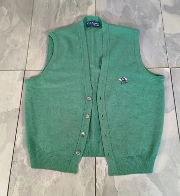 Faldo By Pringle Knitted Wool Waistcoat Sleeveless Cardigan / L / Green / Golf • $31.56