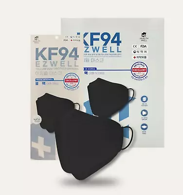 10 PCS KF94 Black Face Mask Protective 4 Layer 3D Adult Individual Package Korea • $43.61