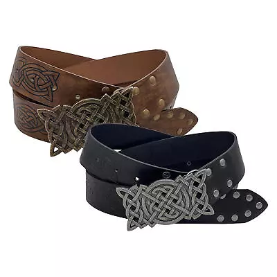 Medieval Faux Leather Belt Viking Embossed Belt Imitation Leather Belt For Party • £14.39