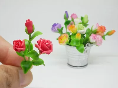 1 Pc Miniature Rose Flower Clay Dollhouse Handmade Decor 1:12 Scale #2 • $1.96