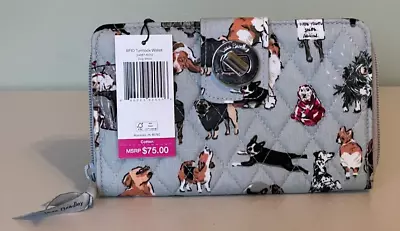 Vera Bradley RFID Turnlock Wallet DOG SHOW (#2) MSRP $75 ~ NWT • $44.94