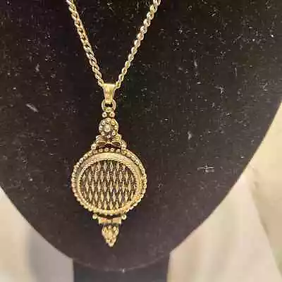 Vintage Antique Solid Perfume Pendant Goldtone  Locket 3” • $27