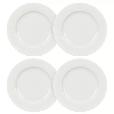 4 Pc White Dessert Plate Set Bone China Side Plate Porcelain Bread Plate Set • $17.46