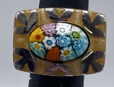 Alan K 925  Sterling Silver Millefiori Murano Art Glass Ring  SIZE 6  FANTASTIC! • $186