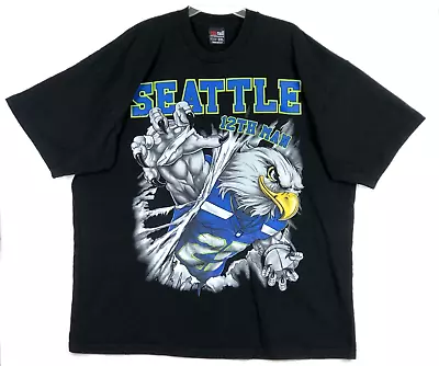 Vintage Seattle Seahawks I Am The 12th Man T Shirt Eagle Black USA Mens 3XL • $39.89