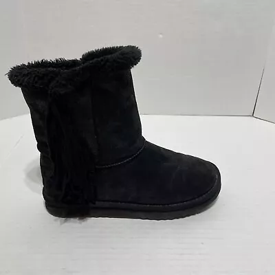 UGG Boots Womens Size 7 Black With Fringe 37# Ugg Australia Winter • $26.95