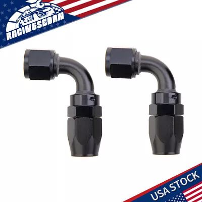 6AN 90 Degree Swivel Hose End Fitting For Braided Fuel Line 2Pcs • $8.35