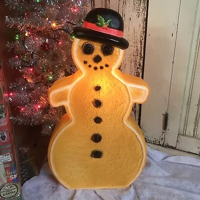 Vintage Christmas Blow Mold Gingerbread Snowman Lighted Union New Old Stock • $105