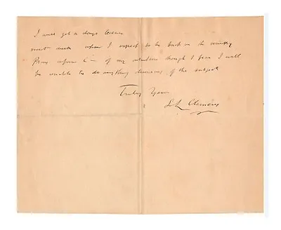 Mark Twain (Samuel L. Clemens) Autograph Letter - Authentic!   • $3495