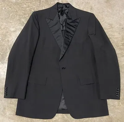 Vintage 50s 60s Hickey Freeman Tuxedo Jacket Size 42 L Peak Lapel Black EUC • $49.99