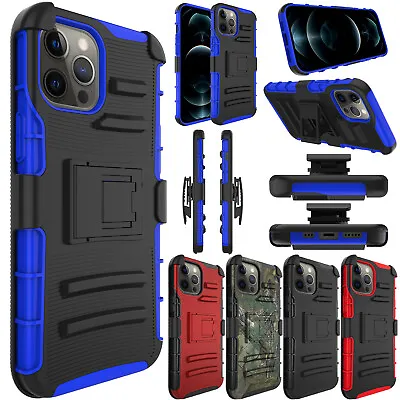 For IPhone 12/Pro/Max/Mini 5G Case Shockproof TPU Holster Belt Clip Stand Cover • $4.95