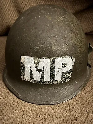 Vintage WWII M-1 MP Military Police US Army 34th Infantry Helmet And Liner • $249.99